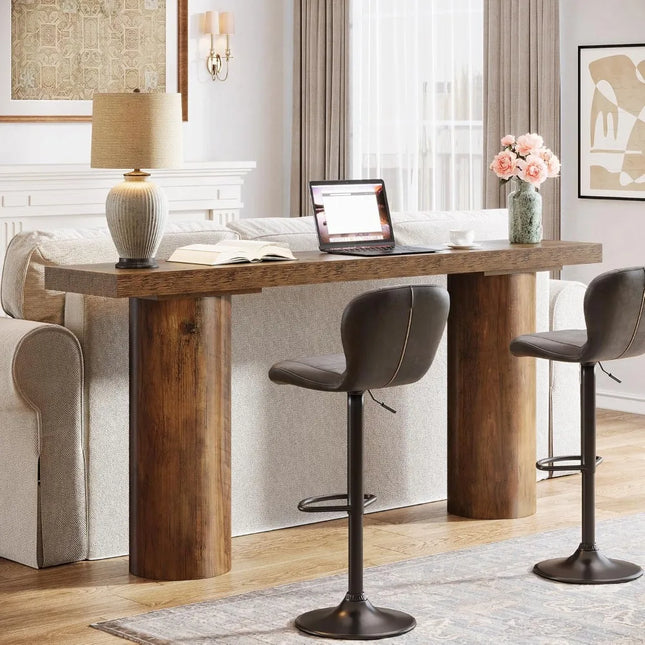 FurnitureZ l 63" Long Bar Table for Dining Room, Home Office