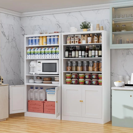 FurnitureZ l  White Metal Tall Pantry Cabinet for Kitchen, Dinng Room