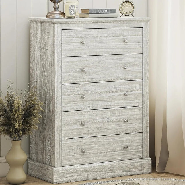 FurnitureZ l  Farmhouse Style 5-Drawer Dresser for Bedroom, Dressing Room