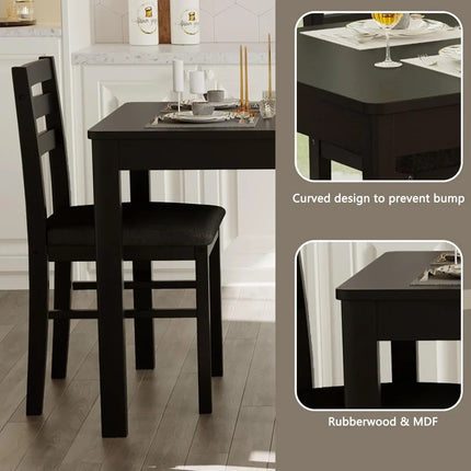 FurnitureZ l  5-Piece Solid Wood Indoor Modern Rectangular Dining Table Set for Dining Room