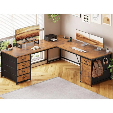 FurnitureZ l  L Shaped Computer Desk for Home Office