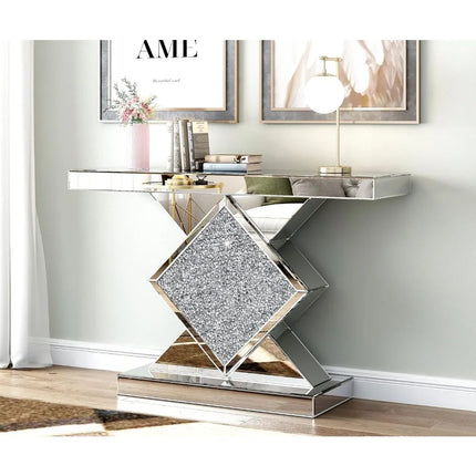 FurnitureZ l  47.2'' Silver Console Table for Living Room
