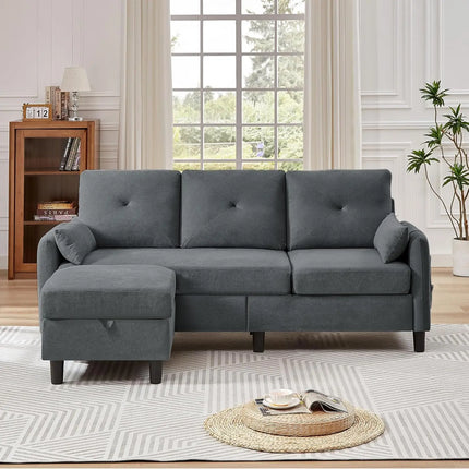FurnitureZ l  77" Convertible Sectional Sofa for Living Room