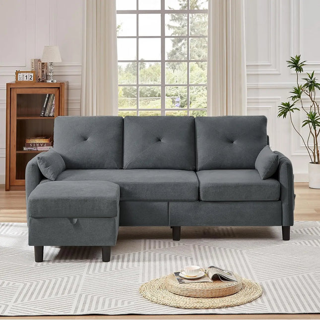 FurnitureZ l  77" Convertible Sectional Sofa for Living Room