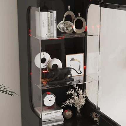 FurnitureZ l  Illuminated Glass Display Cabinet for Living Room, Dining Room