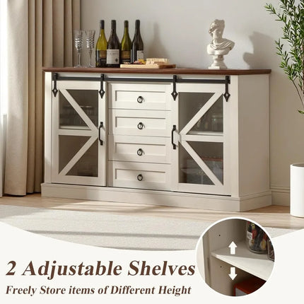 FurnitureZ l  56" Sideboard Buffet Cabinet for Living Room, Dining Room