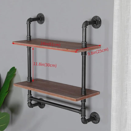 FurnitureZ l  Industrial Pipe Style Wall Mounted Floating Towel Rack for Bathroom