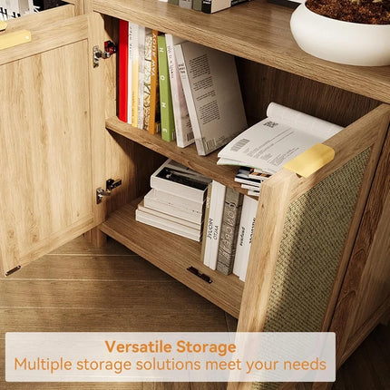 FurnitureZ l 71" Tall Bookcase with Doors for Living Room, Bedroom, Home Office