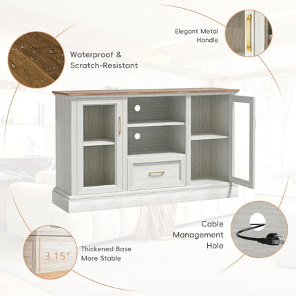 FurnitureZ l  Elegant Tall Wood Media Console TV Stand for Living Room