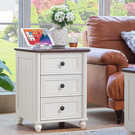 FurnitureZ l  Nightstand with Charging Station and USB Port for Bedroom