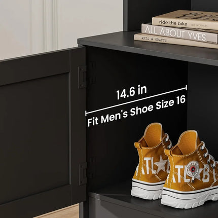 FurnitureZ l  Freestanding Wooden Entryway Bench with Shoe Storage