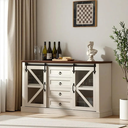 FurnitureZ l  56" Sideboard Buffet Cabinet for Living Room, Dining Room