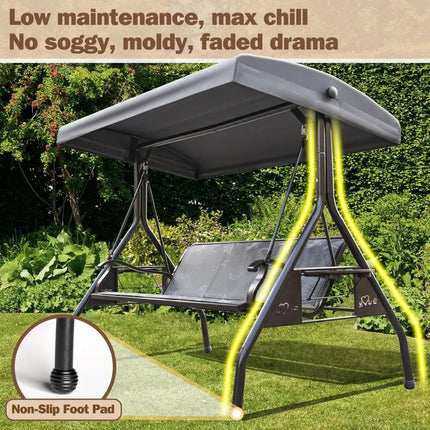 FurnitureZ l  3 Person Patio Swing Outdoor Swing for Outdoor