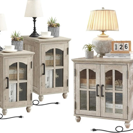 FurnitureZ l  18'' Narrow Side Table and 24" Large Sofa Side Table for Bedroom, Living Room