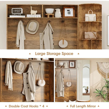 FurnitureZ l  Elegant 79 Hall Tree with Bench, Shoe Storage for Entryway