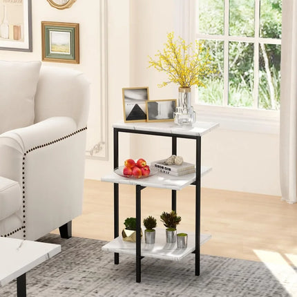 FurnitureZ l  Three-Piece Faux Marble and Metal Frame Table Set for Living Room