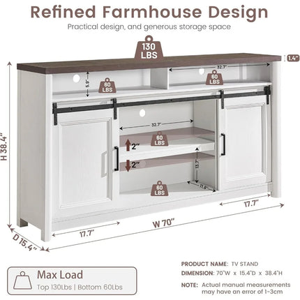 FurnitureZ l  80" TV Stand Rustic Farmhouse Entertainment Center for Living Room, Bedroom