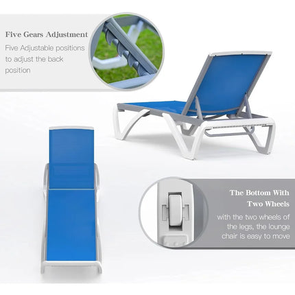 FurnitureZ l  Patio Chaise Lounge Chair Set of 3 for Outdoor