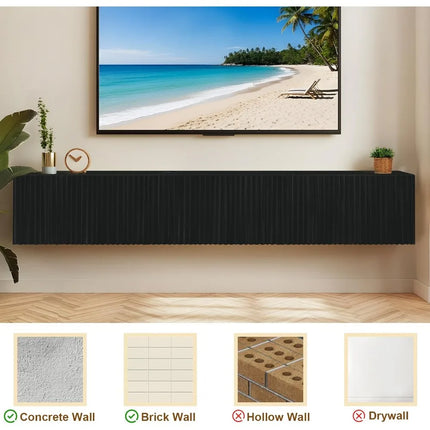 FurnitureZ l  Modern 70" Wall-Mounted Floating TV Stand for Living Room, Bedroom