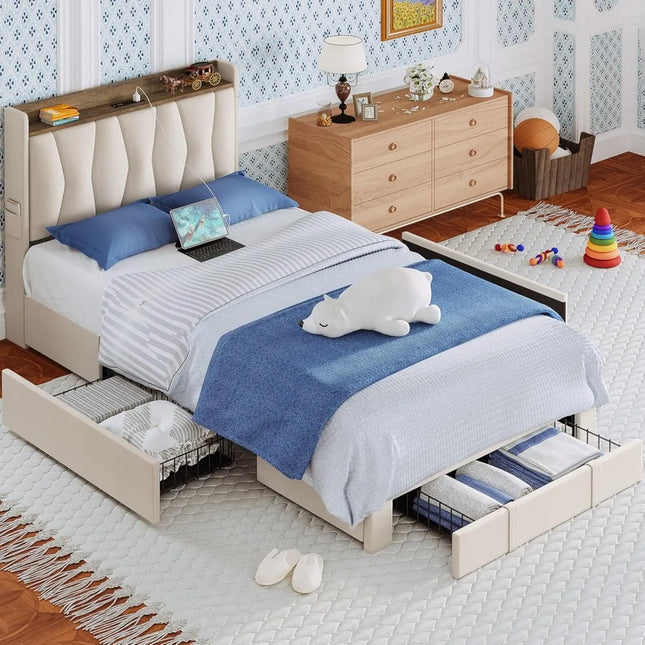FurnitureZ l  Twin Bed Frame for Bedroom, Kids