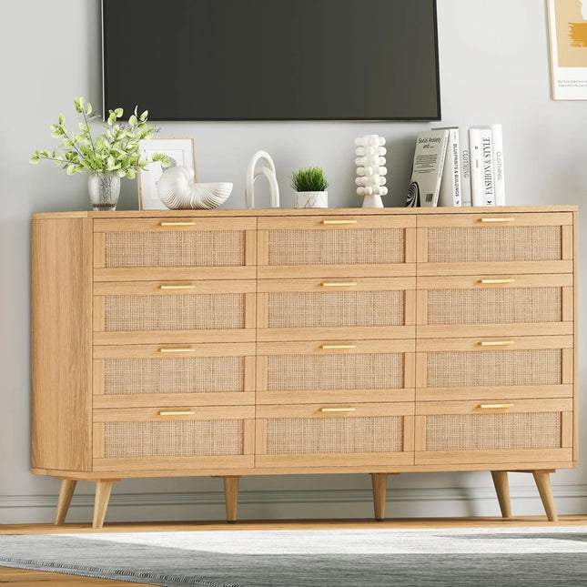 FurnitureZ l  12 Drawer Double Dresser for Bedroom, Dressing Room