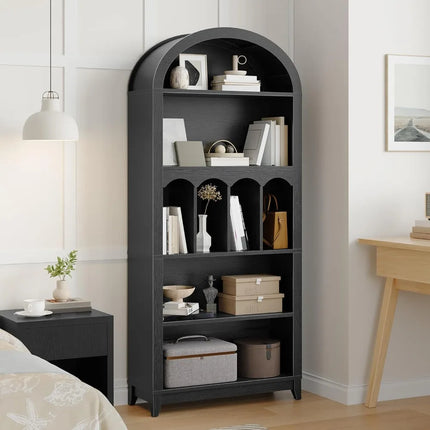 FurnitureZ l  70.9" Tall Arch Bookcase for Living Room, Bedroom, Home Office