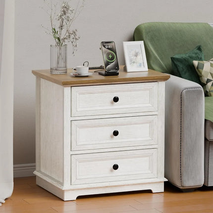 FurnitureZ l  Nightstand with Charging Station for Bedroom