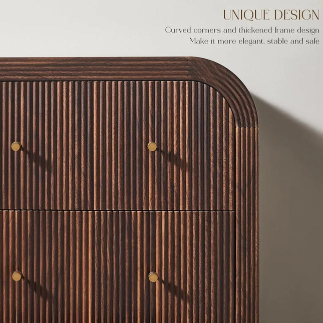 FurnitureZ l  Modern 48" Tall Fluted Dresser for Bedroom, Dressing Room