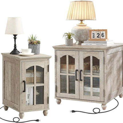 FurnitureZ l  18'' Narrow Side Table and 24" Large Sofa Side Table for Bedroom, Living Room