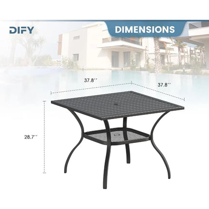 FurnitureZ l  Square Patio Dining Table for 4 for Outdoor