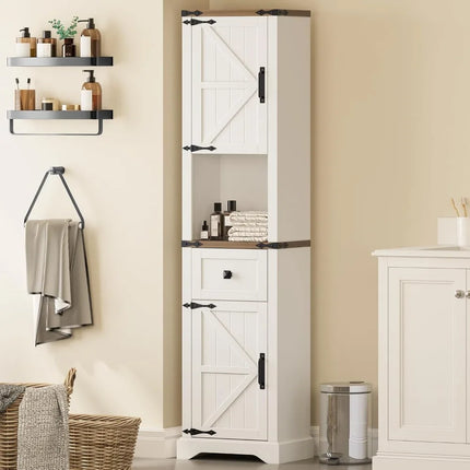 FurnitureZ l 66" Tall Farmhouse Storage Cabinet for Bathroom