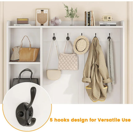 FurnitureZ l  Multifunctional White Storage Bench for Entryway