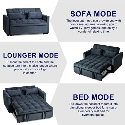 FurnitureZ l  3 in 1 Convertible Sleeper Sofa Bed for Bedroom