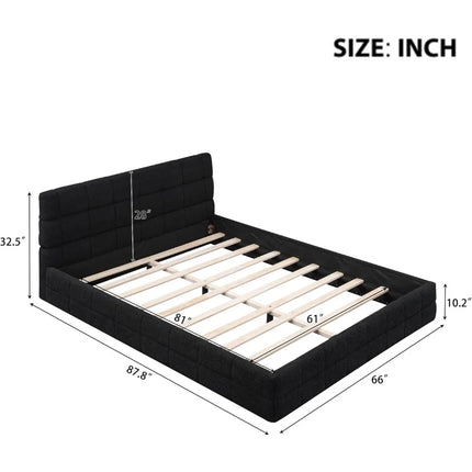FurnitureZ l  Grounded Bed Upholstered Platform Bed Frame for Bedroom
