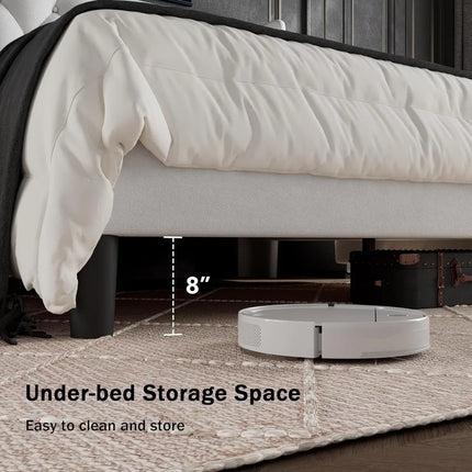 FurnitureZ l  Queen Size Upholstered Bed Frame for Bedroom