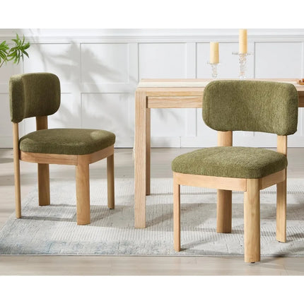 FurnitureZ l  Green Upholstered Dining Chairs Set of 2 for Dining Room