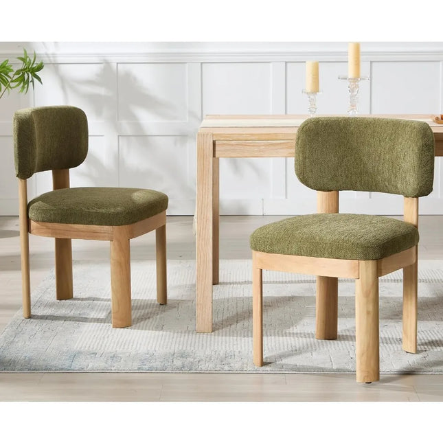 FurnitureZ l  Green Upholstered Dining Chairs Set of 2 for Dining Room