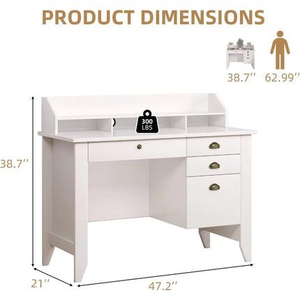 FurnitureZ l  White Desk for Home Office