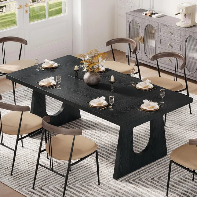 FurnitureZ l Large Black Dining Table for Dining Room