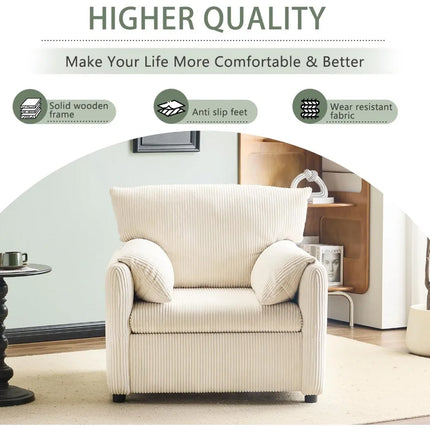 FurnitureZ l  Corduroy Single Sofa Chair Modern for Living Room