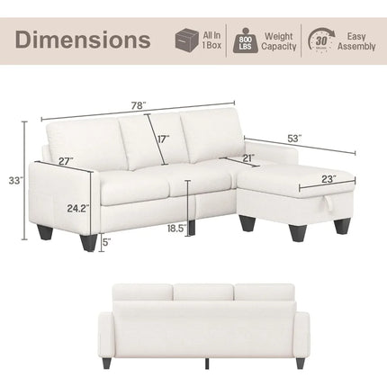 FurnitureZ l  Convertible Sectional Sofa Couch for Living Room