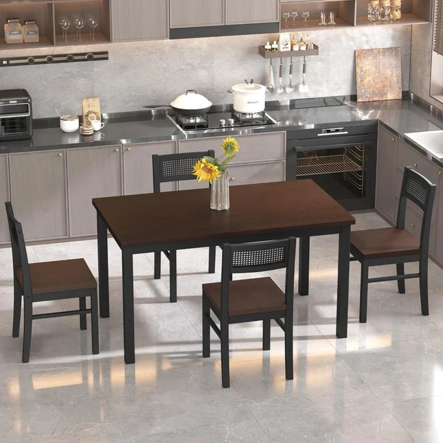 FurnitureZ l  Black Dining Table Set for 4 for Dining Room
