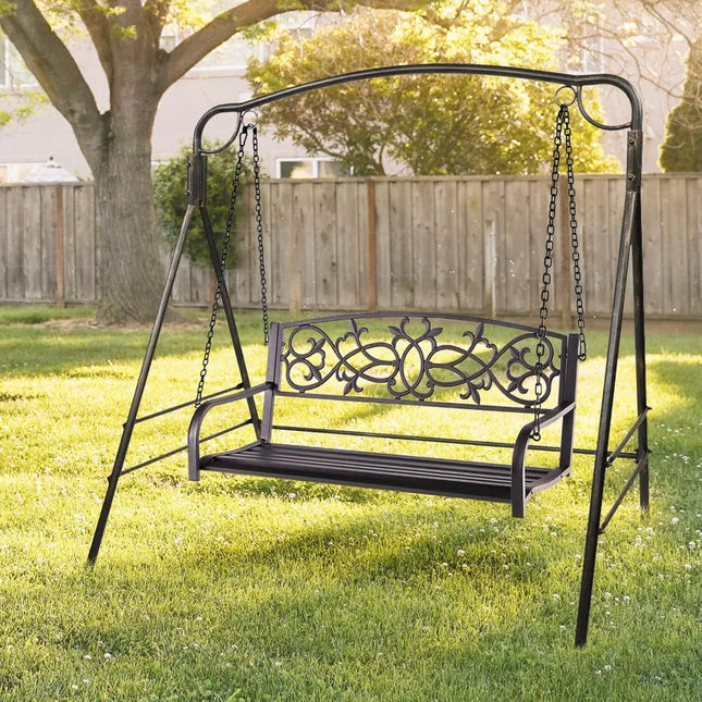 FurnitureZ l  Patio Metal Porch Swing for Outdoor
