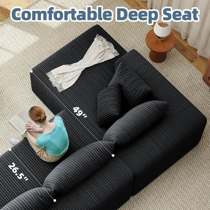 FurnitureZ l  134" Cloud Couch U-Shaped Sectional Sofa for Living Room