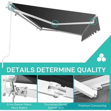 FurnitureZ l  13' x 8' Awning for Patio for Outdoor