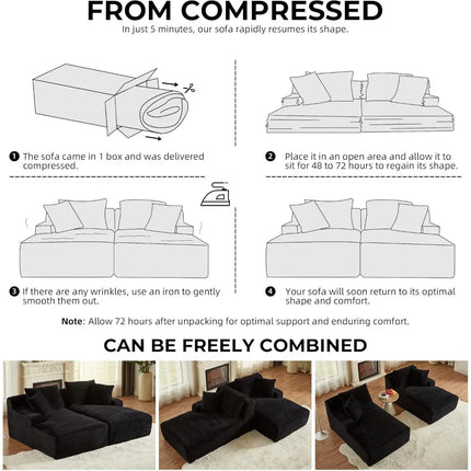 FurnitureZ l  Chaise Lounge Cloud Sofa Bed for Living Room