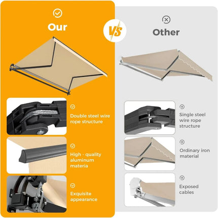 FurnitureZ l  10' x 8' Awning for Patio for Outdoor