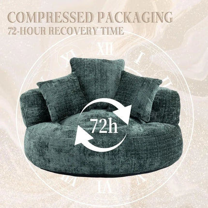 FurnitureZ l  Lazy Bean Bag Sofa Chair with High Back Floor Lounger with 3 Pillows for Bedroom
