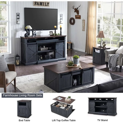 FurnitureZ l  70" Farmhouse Style Entertainment TV Stand for Living Room, Bedroom