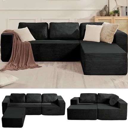 FurnitureZ l  106" L-Shape Modern Teddy Sofa for Living Room